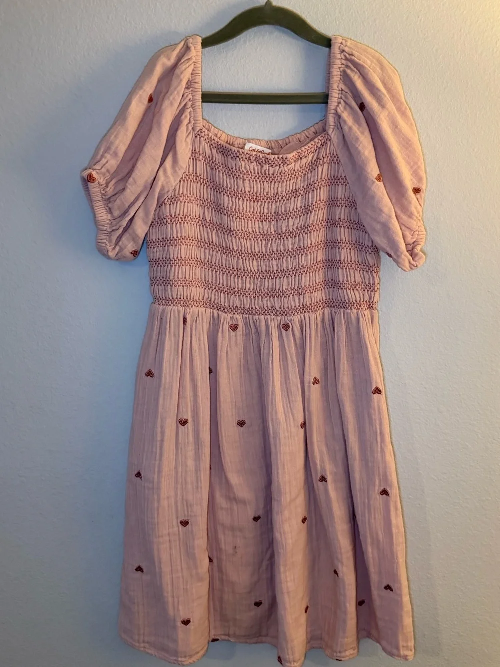 Cat & Jack Pink Smocked Dress with Puff Sleeves